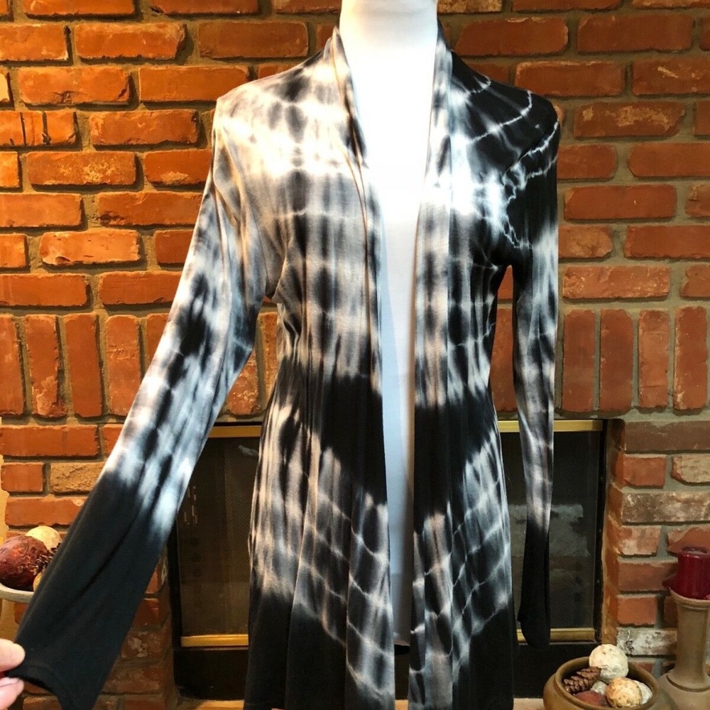Tie Dye Navy Gray Draping Layering Thin Jacket - image 3